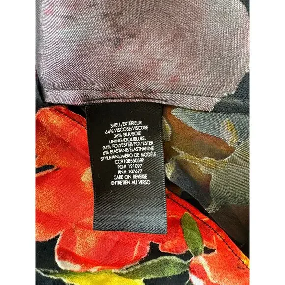 Alice + Olivia Women's Eloise Floral Silk Button Down Blouse Sheer L - Picture 7 of 8